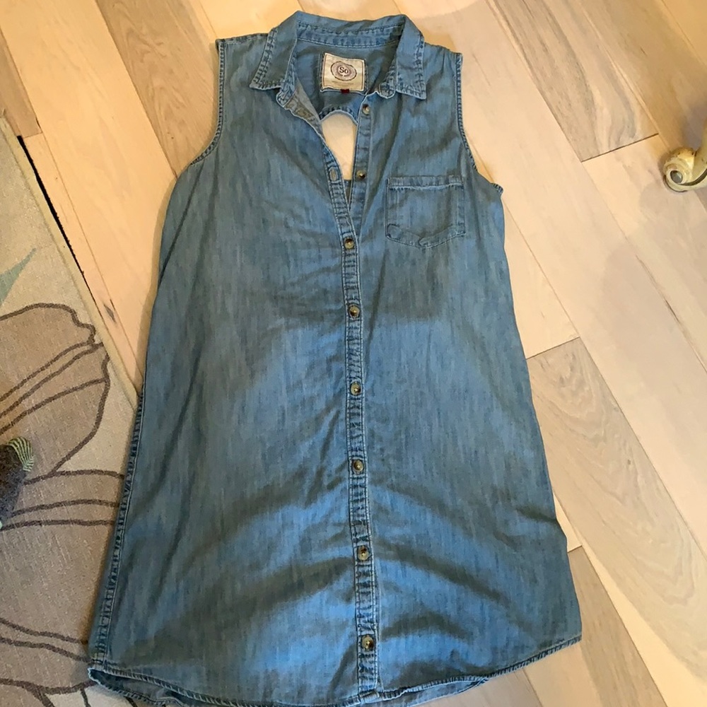 SO Jean button up dress midi length